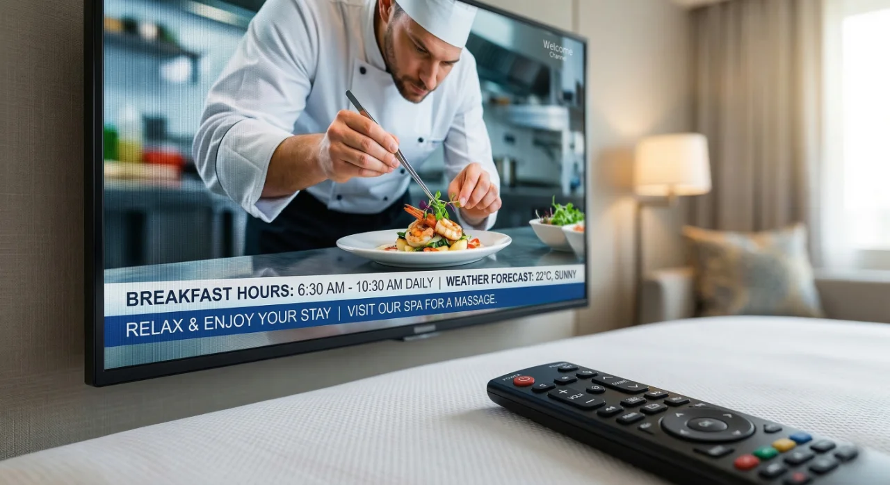 Kanał informacyjny hotelu — własny program TV z ofertą SPA i menu iBeeQ